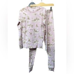 GAP Kids Long Sleeve and Pant Set Gingerbread House Misty Rose Size 14